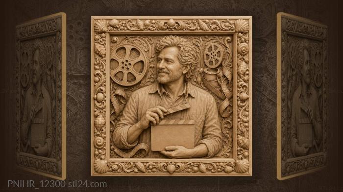 Steven Spielberg with a clapperboard 3d STL model