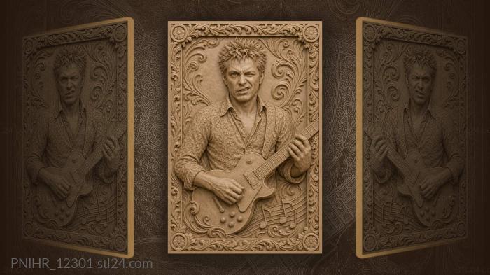 Billy Idol winking with a guitar 3d STL model