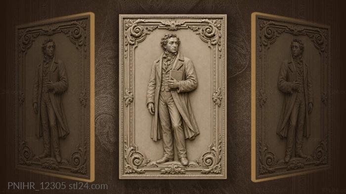 Alexander Pushkin with a book in a travelling coat 3d STL model