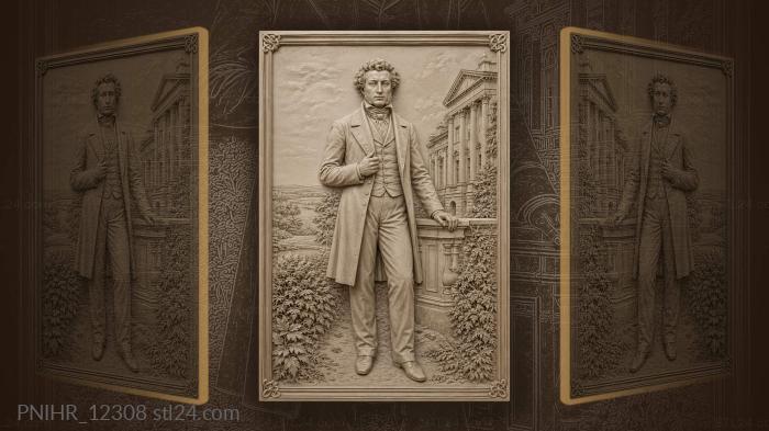 Alexander Pushkin by the noble manor house 3d STL model