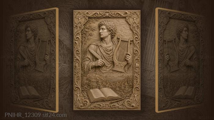 Apollo with a lyre above the ancient city 3d STL model