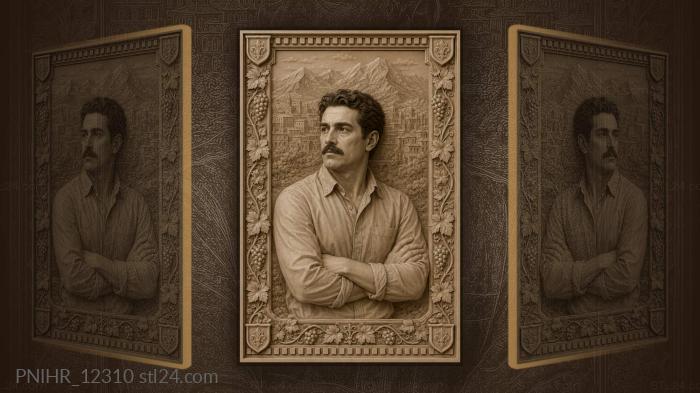 Vakhtang Kikabidze against mountains and a vineyard 3d STL model