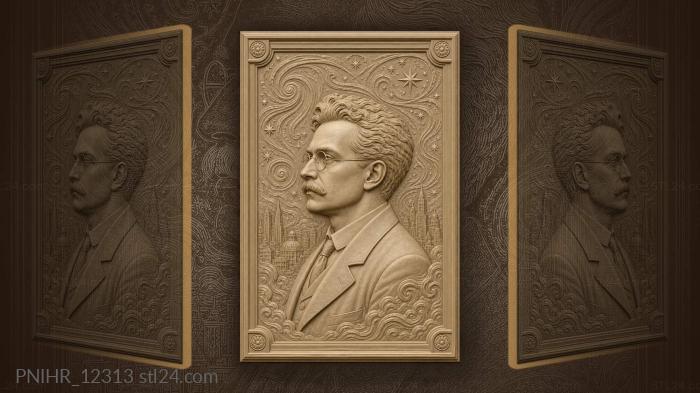 Man in glasses against swirling starry sky 3d STL model