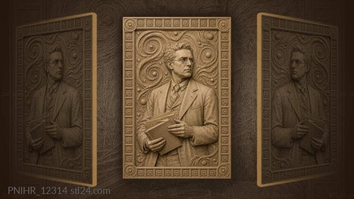 Anton Chekhov with books amid starry swirls · Albert Einstein 3d STL model