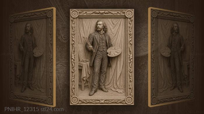 Ilya Repin with a palette in the studio 3d STL model