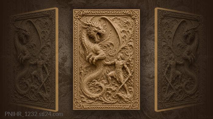 Roaring beast among swirling lines 3d STL model
