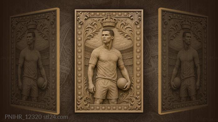 Cristiano Ronaldo with a crown at the stadium 3d STL model