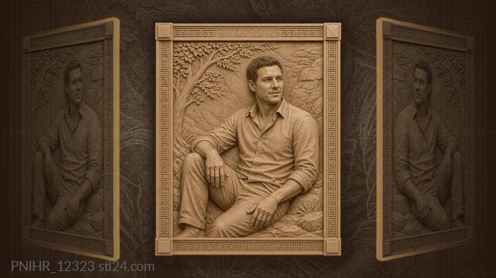 Man resting among rocks under a tree 3d STL model