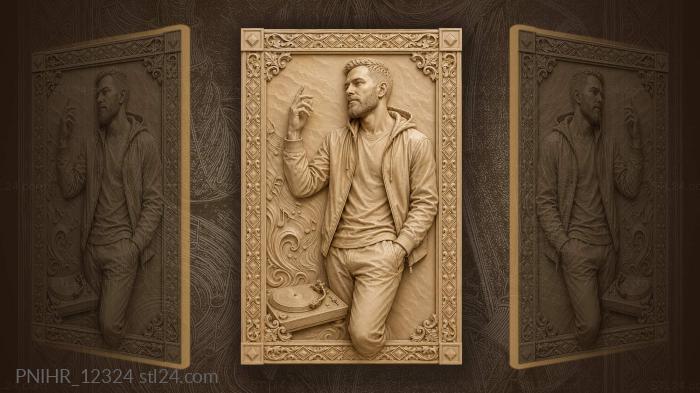 Bearded man by a vinyl turntable 3d STL model