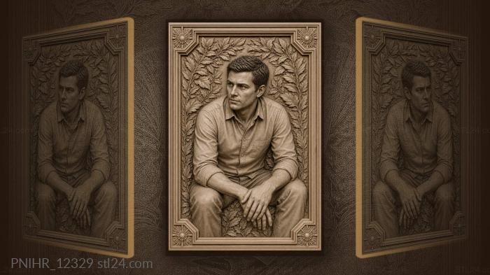 Man sitting among dense foliage 3d STL model