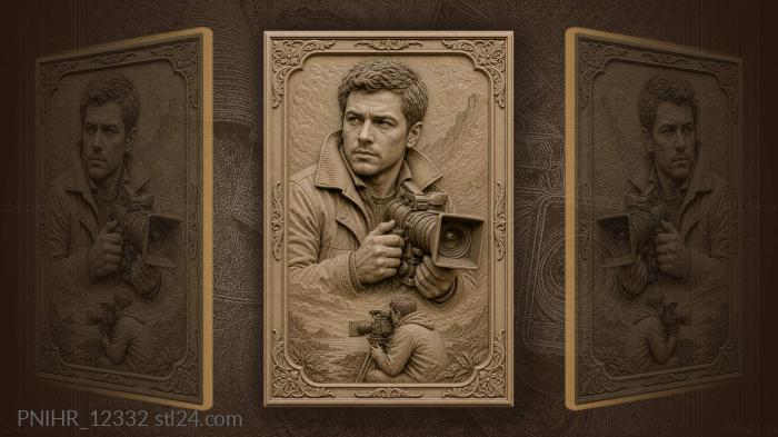 Dziga Vertov with a movie camera in the mountains 3d STL model