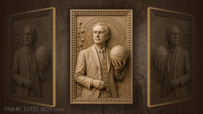 Man holding celestial globe by zodiac wheel · Carl Sagan 3d STL model