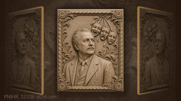 Konstantin Stanislavski beneath theatrical masks · Anton Chekhov 3d STL model