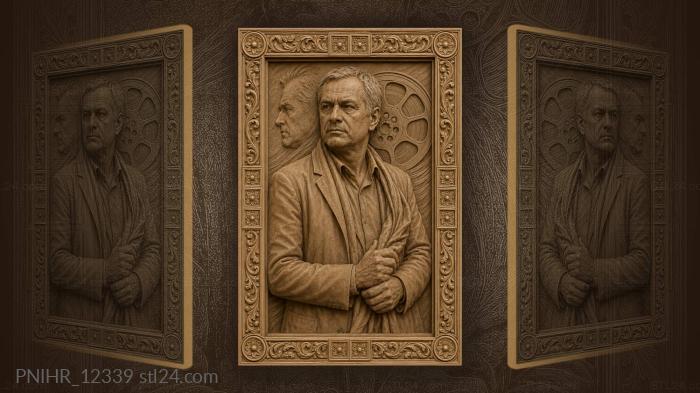Andrei Tarkovsky with a film reel 3d STL model