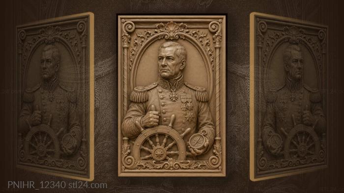Fyodor Ushakov at the helm with a compass 3d STL model