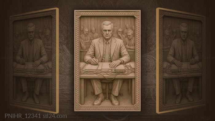 Andrei Sakharov at a desk with wires 3d STL model