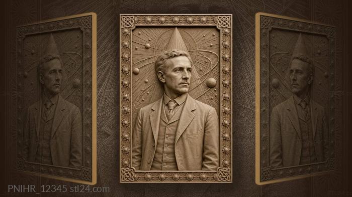 Neatly combed man in tie among orbiting planets 3d STL model