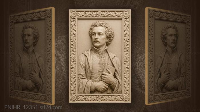 Mikhail Lermontov holding a book 3d STL model