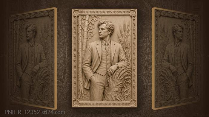 Sergei Yesenin by birches with a wheat sheaf 3d STL model