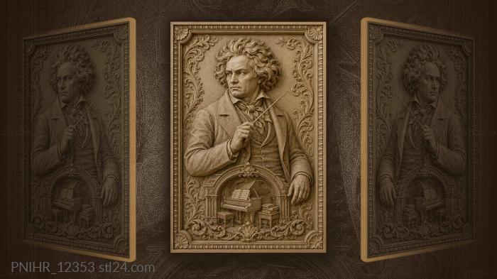 Ludwig van Beethoven with a conductors baton 3d STL model