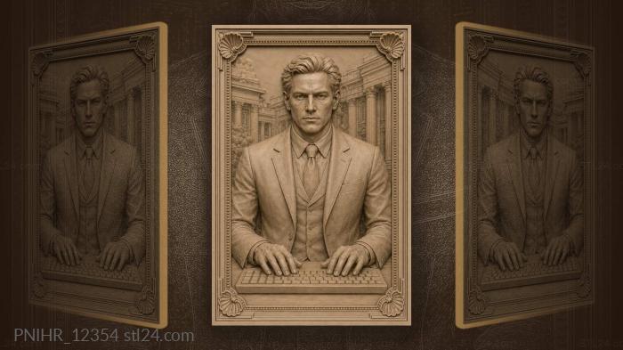 Leonid Mandelstam at a keyboard 3d STL model