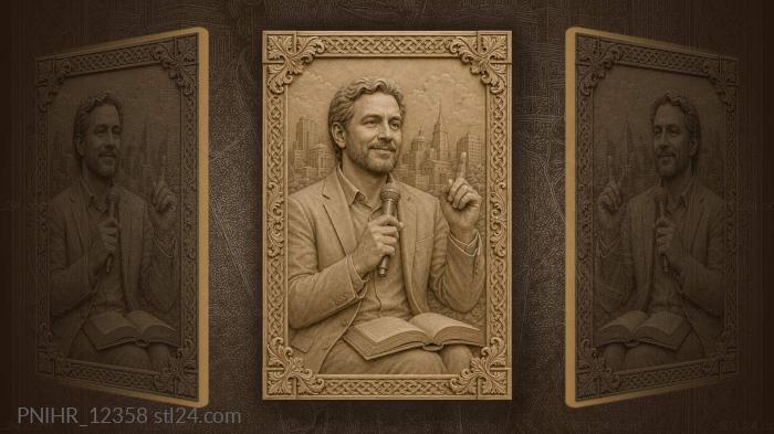 Andrea Bocelli with a microphone and a songbook 3d STL model