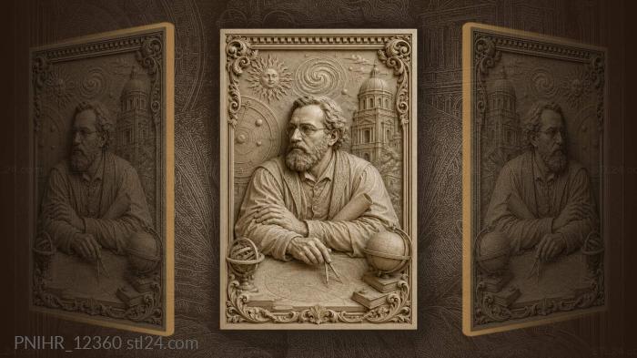 Nicolaus Copernicus with an armillary sphere · Galileo Galilei 3d STL model