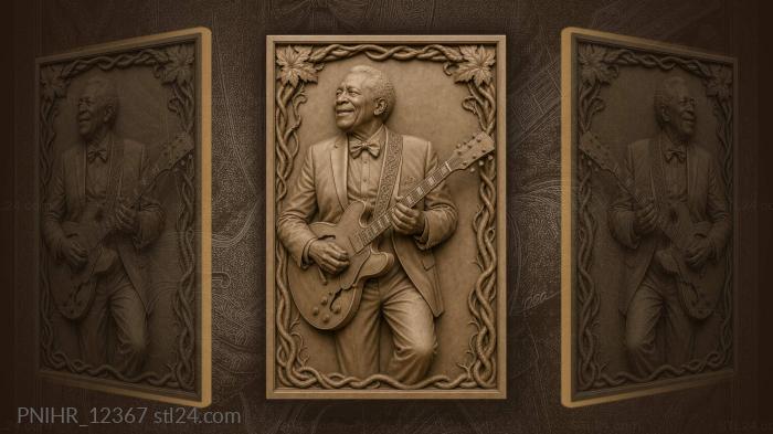 B.B. King playing the electric guitar 3d STL model