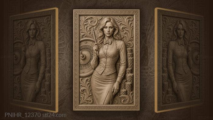 Vesper Lynd at the casino roulette wheel 3d STL model