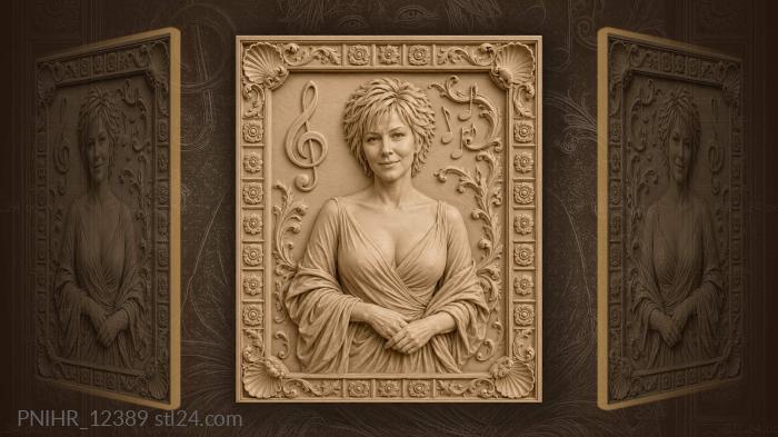 Euterpe with notes and a treble clef 3d STL model