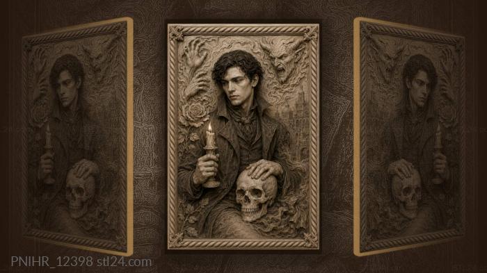 Faust with candle and skull 3d STL model
