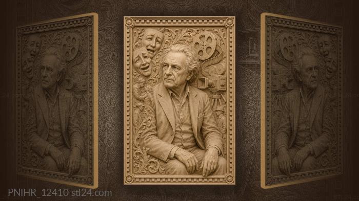 Federico Fellini among theatrical masks 3d STL model