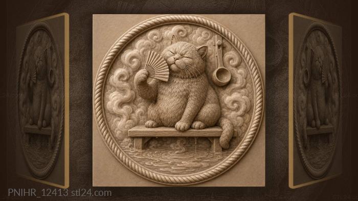 Good-natured man steaming in the banya 3d STL model