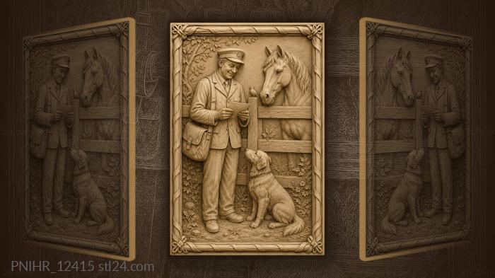 Postman horse dog letter bird 3d STL model