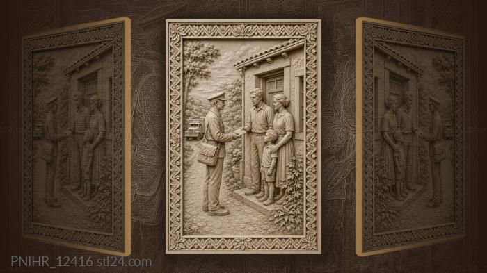 Family receives letter from postman 3d STL model