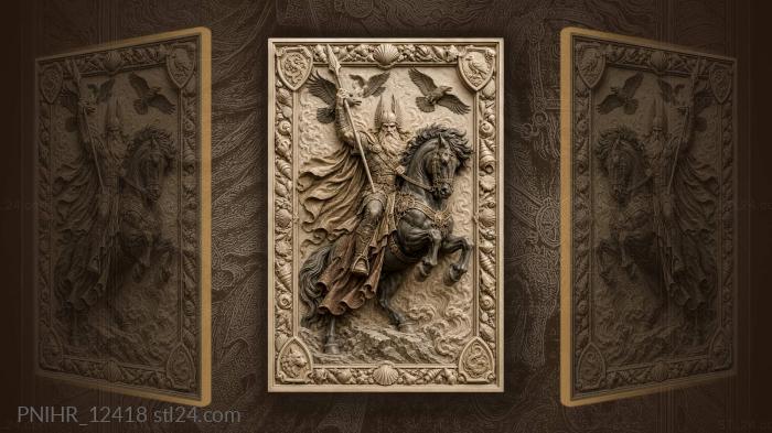 Odin on mighty black steed 3d STL model