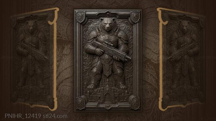 Armored bear at the city gate 3d STL model