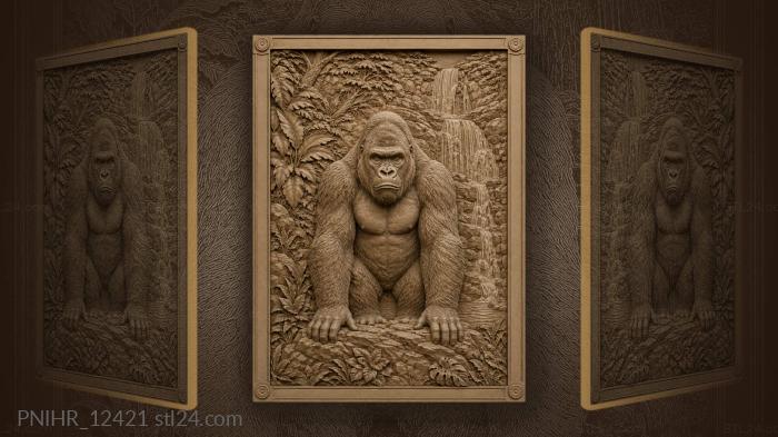 Majestic gorilla among lush waterfalls 3d STL model