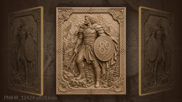 Shield bearer among pines and rocks 3d STL model