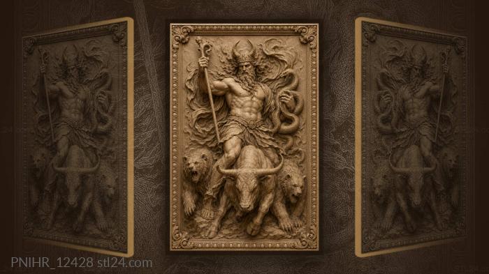 Snake in hand above bull and bears 3d STL model