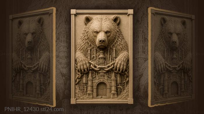 Grizzly at factory gates with chain 3d STL model