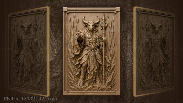 Bull headed lord with spiked staff 3d STL model