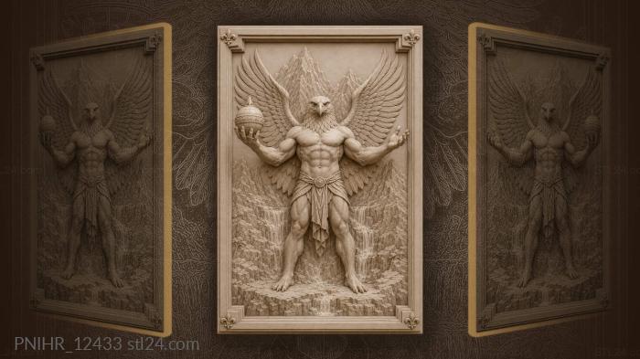 Eagle man with mountain backdrop 3d STL model