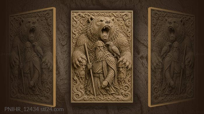 Bear guardian with wise elder raven 3d STL model