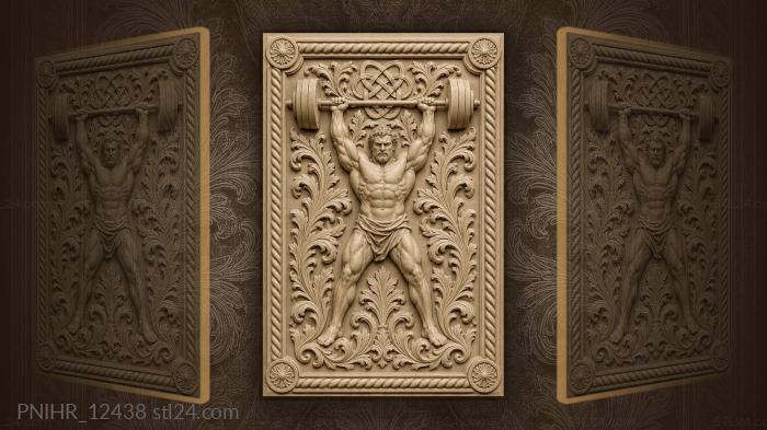Barbell overhead among acanthus leaves 3d STL model