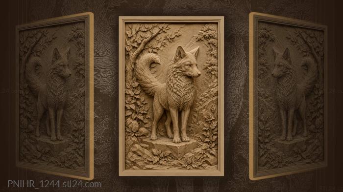 Clever fox on stone pedestal 3d STL model