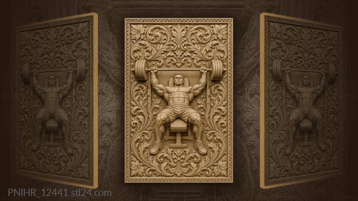 Barbell above chest among foliage 3d STL model