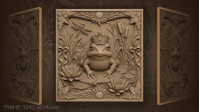 Crowned frog among lush botanicals 3d STL model
