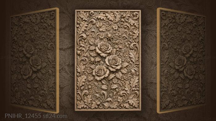 Roses and berries among tendrils 3d STL model