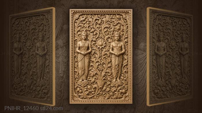 Two figures clasping hands inside the foliage 3d STL model